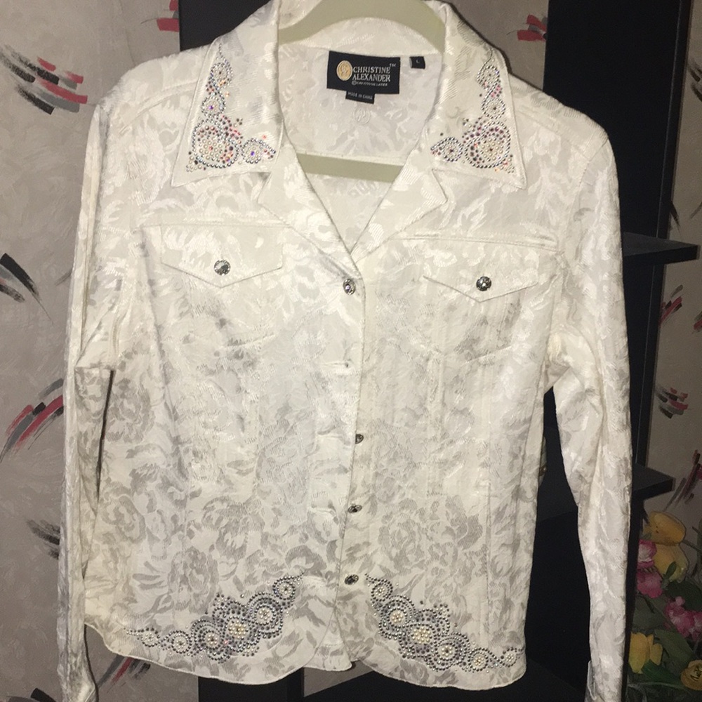 White lace print jacket